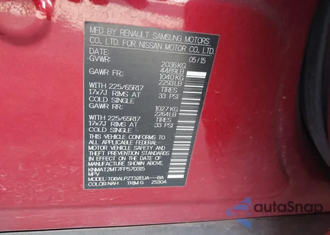 2015 Nissan Rogue S from USA, damaged, VIN KNMAT2MT7FP570315